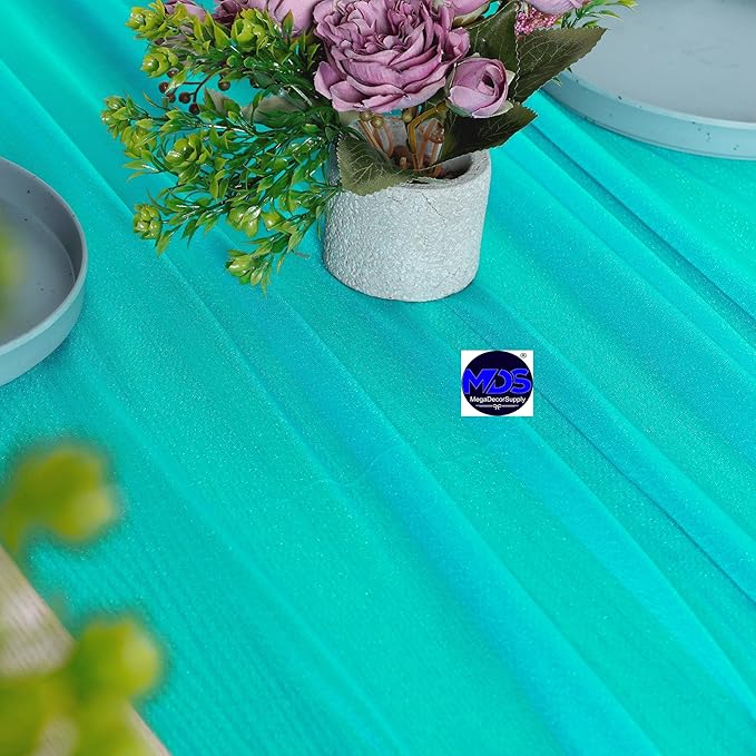 MDS 2 Pack 10ft Chiffon Table Runner 29 x 120 Inches Sheer Wedding Runner Romantic Rustic Table Runner for Wedding Decorations, Birthday Parties, Bridal Shower Party Arch Decor - Peacock Blue