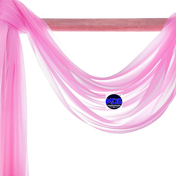 MDS Halloween Chiffon Draping Fabric - 1 Panel, 30" Wide x 40ft Long - Sheer Spooky Arbor & Canopy Drapery for Haunted House Backdrops, Party Ceilings, DIY Costumes & Themed Events - Bubblegum Pink