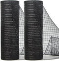 Ribbli 2 Rolls Black Mesh Ribbon,10 inch x 30 feet(10Yard) Each Roll,Metallic Black with Foil,Halloween Ribbon for Wreath Swags and Decorating