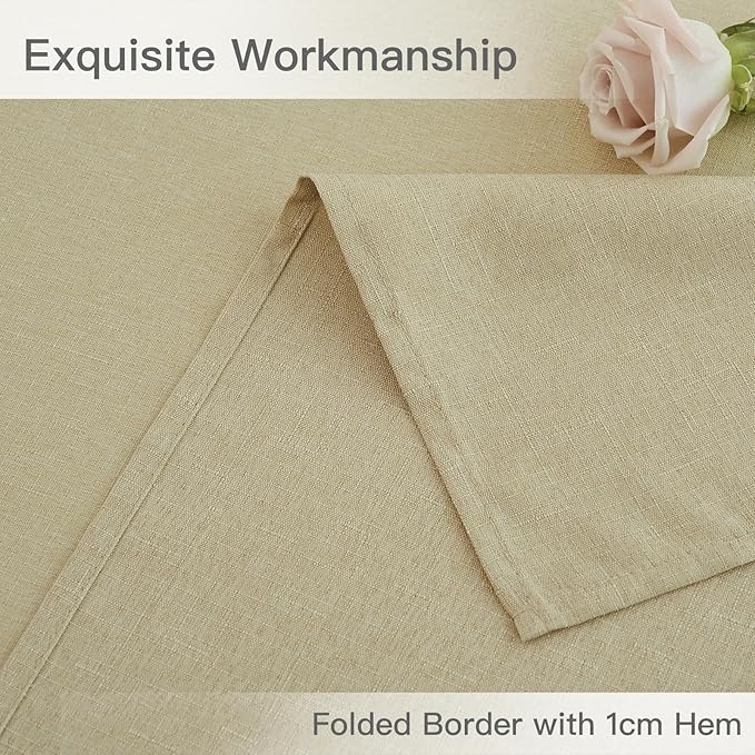 maxmill Rectangle Linen Texture Tablecloth Stain Proof Waterproof Wrinkle Free Washable Dining Table Cloth Wipeable Fabric Table Cover for Dining Room Farmhouse Tablecloths, 60 x 120 Inch, Beige