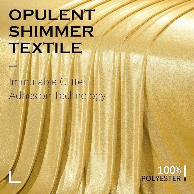 Backdrop Drape with Gold Liquid Metal-Like Sequins, 8 Panels, 40 ft Wide