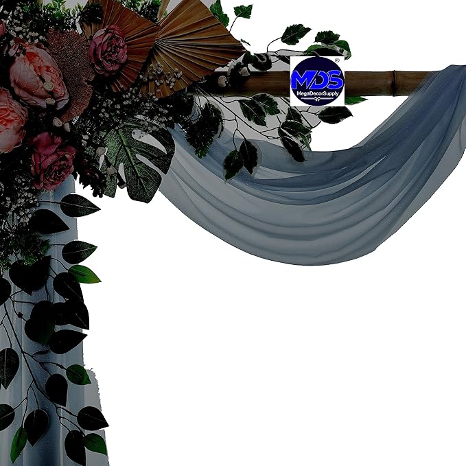 MDS Halloween Chiffon Draping Fabric - 2 Panel, 30" Wide x 40ft Long - Sheer Spooky Arbor & Canopy Drapery for Haunted House Backdrops, Party Ceilings, DIY Costumes & Themed Events - Dusty Blue