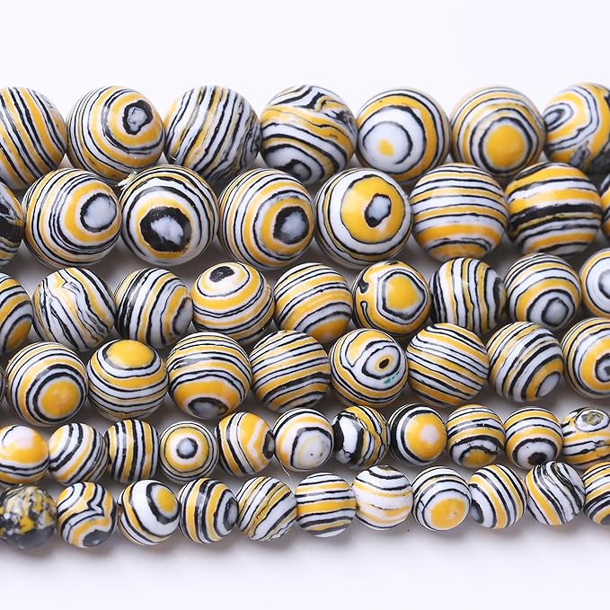 Yellow Peacock Turquoise Stone Beads Gemstone Round Crystal Energy Jade Beads Stone Beads for Jewelry Making DIY Bracelet Necklace Jewelry Making 1 Strand 15.5inch 31PCS 12MM