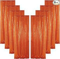 ShinyBeauty Sequin Backdrop, Orange Backdrop Curtains,8 Pieces 2FTx8FT Photo Backdrops,Sparkle Fabric, Glitter Drapery 16x8FT, Shimmer Curtain Panels for Party,Birthday,Halloween Decor Backgrounds