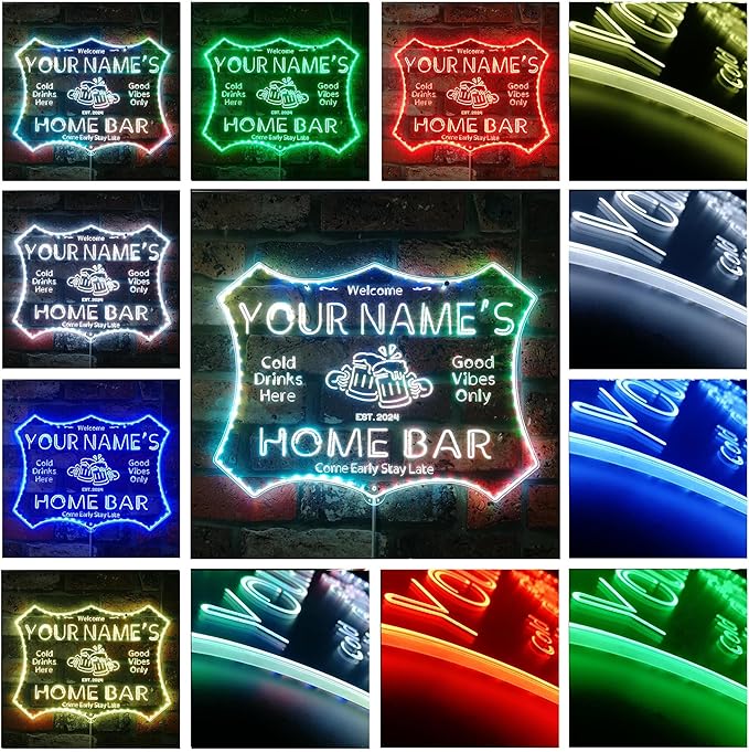 ADVPRO Personalized Your Name Home Bar RGB Dynamic Glam LED Sign - Cut-to-Edge Shape - Smart 3D Decoration - Multicolor Signage st06s43-fnd-p11d-tm-c
