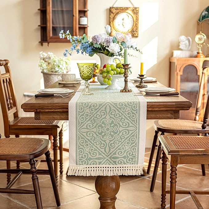 Table Runners 107 Inches,Waterproof Boho Table Runner with Tassel Fringe,Table Runner for Party Coffee Table
