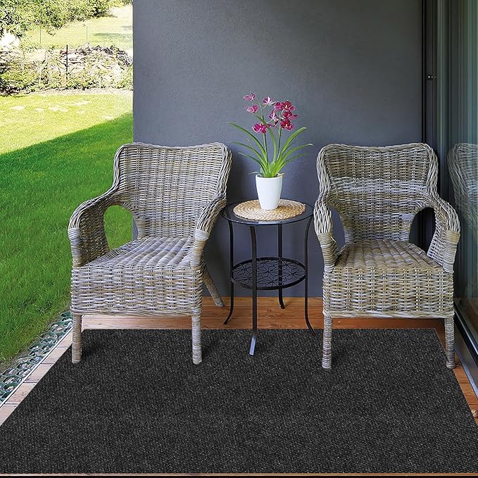 Ottomanson Commercial Scrape Rib Entry Mat – Heavy Duty Ribbed Floor Mat for High Traffic – Non Slip Rubber Back, Waterproof – Indoor Outdoor Use for Offices, Schools, Lobbies, 2' x 18', Black