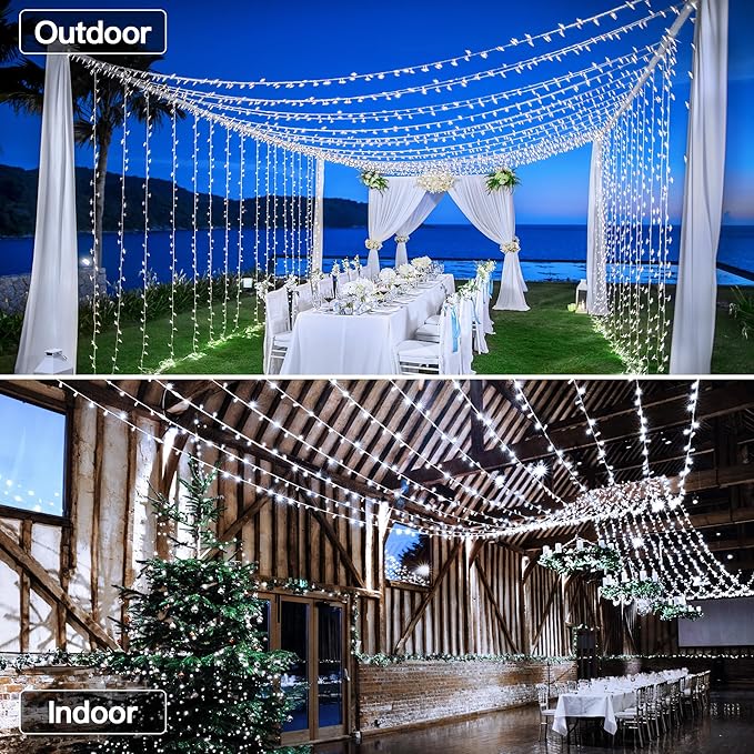 String Lights 196 ft with 600 LEDs, 8 Modes and Remote Timer