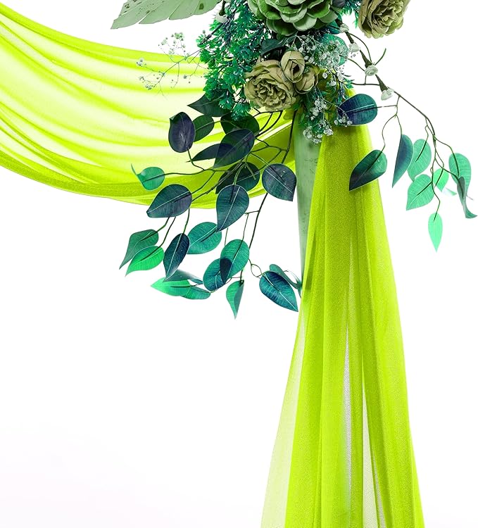 Fabric, Parrot Green Sheer Chiffon, 4 Panels 30 Inch x 20 Feet