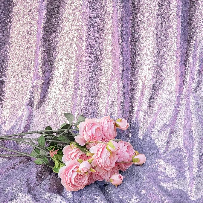 JYFLZQ Lavender Sequin Backdrop Curtains 8ft x 8ft 1 Panel Glitter Photo Booth Backdrops Sparkly Photography Background Drapes for Parties Wedding Bridal Showers