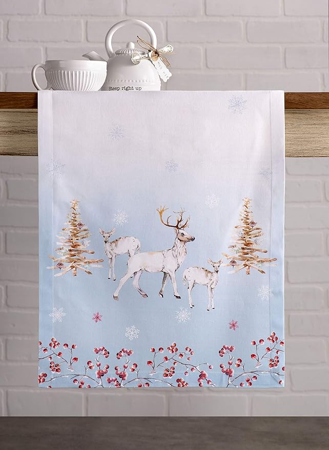 Maison d' Hermine Table Runner 100% Cotton Single Layer Table Runners 72 inches Long for Thanksgiving Christmas Decorations Home Kitchen Dining Party Wedding (Fairy Tale Forest, 14.5" x 72")