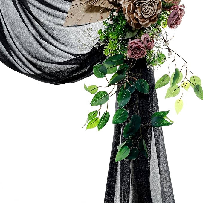 Backdrop Fabric in Black Sheer Chiffon, 30 x 40 Ft Glitter Drape