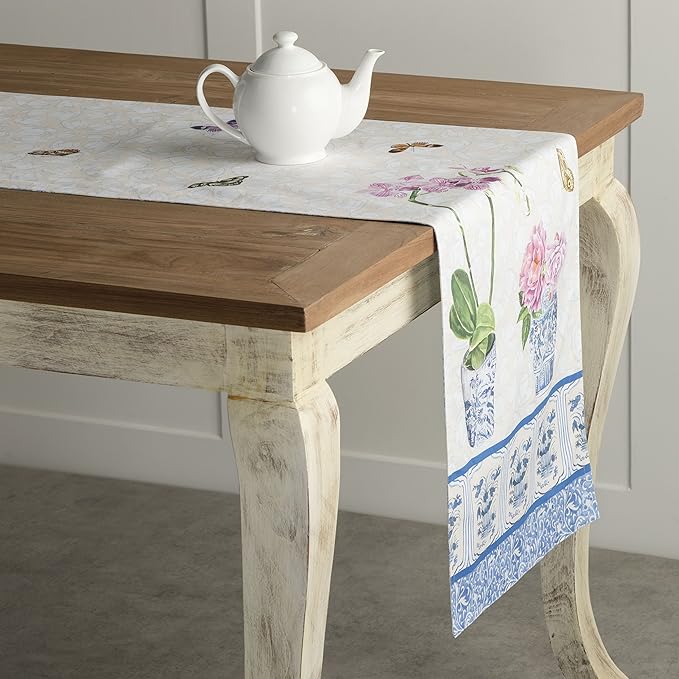 Maison d' Hermine Table Runner 100% Cotton Double Layer Table Runners 72 inches Long Decorative for Home Kitchen Dining Party Baby Shower Wedding Bridal Shower Spring Summer (Canton, 14.50" x 72")