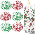 50 PCS Artificial Floating Beads for Centerpieces Vases, 8+3mm String Beads for Christmas Party Pearl String for Decoration, Red & Green String Pearls for Crafts Vase Fillers