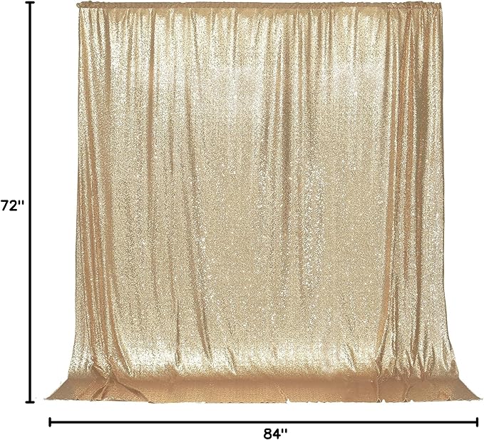Sequin Backdrop Curtain in Light Gold, 6 x 7 Ft for Weddings and Events