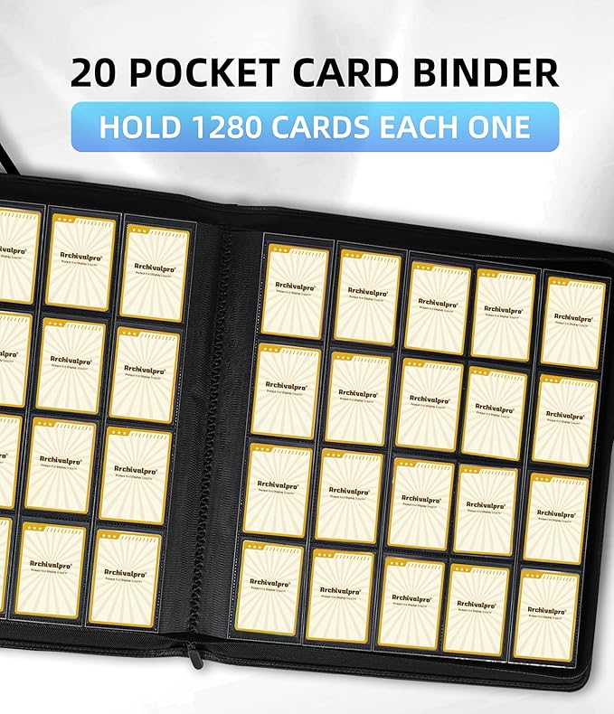 20 Pockets Premium Card Binder 1280 Cards Trading Card Binders Side Load Card Storage Display Album(20 Pocket 1280 Card Slot,White)
