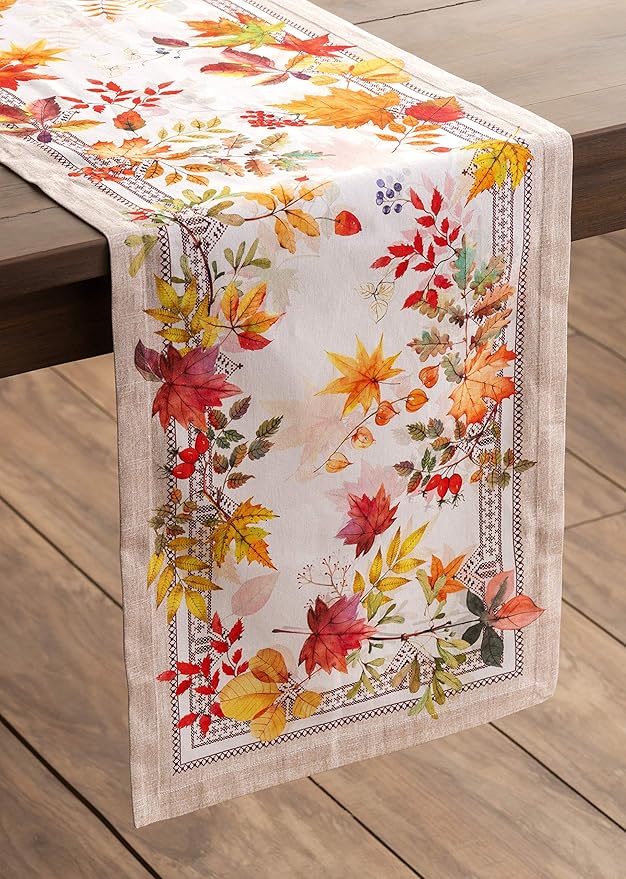 Maison d' Hermine Table Runner 100% Cotton Single Layer Table Runners 90 inches Long for Thanksgiving Christmas Decorations Home Kitchen Dining Party Wedding (Amarante, 14.5" x 90")