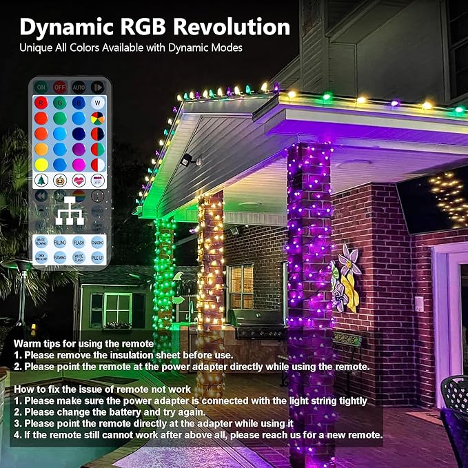 Indoor String Lights, 164ft RGB LED Color Changing with Remote