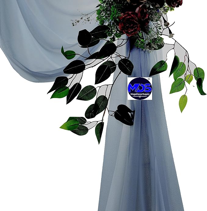 MDS Halloween Chiffon Draping Fabric - 2 Panel, 30" Wide x 100ft Long - Sheer Spooky Arbor & Canopy Drapery for Haunted House Backdrops, Party Ceilings, DIY Costumes & Themed Events - Dusty Blue