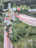 Artificial Flowers Wedding Arch Swag, 40 Inch Pink Silk Peony and Rose Set