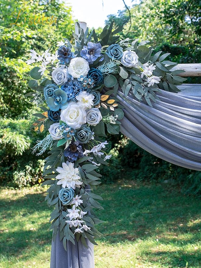 Artificial Silk Flowers Wedding Arch Swag, 40-Inch Large and 24-Inch Small