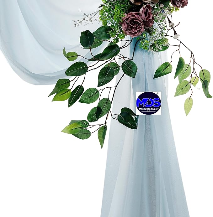 MDS Halloween Chiffon Draping Fabric - 2 Panel, 30" Wide x 40ft Long - Sheer Spooky Arbor & Canopy Drapery for Haunted House Backdrops, Party Ceilings, DIY Costumes & Themed Events - Baby Blue