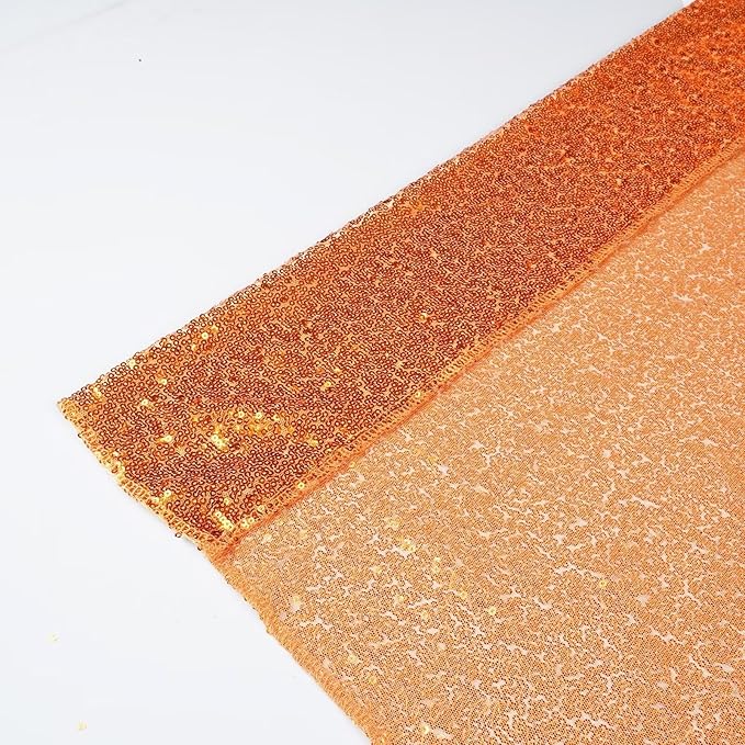 Eternal Beauty Orange Sequin Backdrop, 8x10 Ft Halloween Glitter Background Curtains for Shimmer Photography Party Wedding Birthday Back Drop Decor