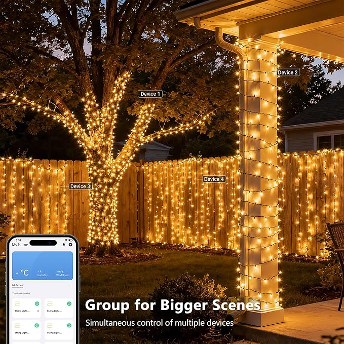 Indoor String Lights 65.61ft 200 LED Warm White WiFi Smart Lights