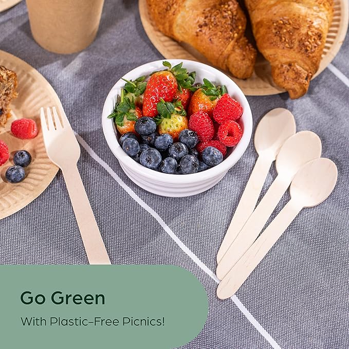 Spoons, 300 Count Natural Birch Wood, Disposable and Compostable