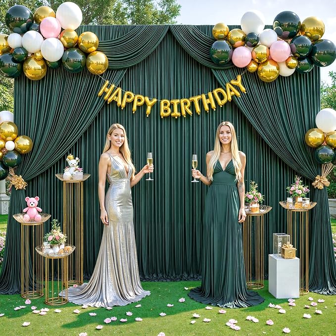 Backdrop Curtain Set, Emerald Green, 10 Panels, 5 x 12 ft