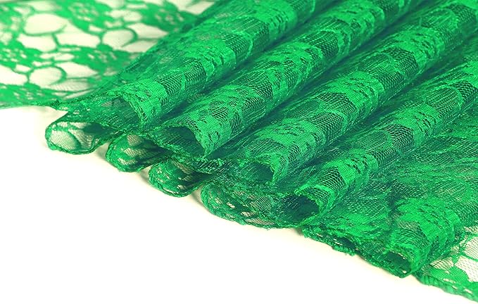 MDS Pack of 20 Wedding 12 x 108 inches Lace Table Runner for Wedding, Decorations for Birthday Parties, Banquets, Graduations, Engagements, and Runners fit Rectangle, Round Table- Green