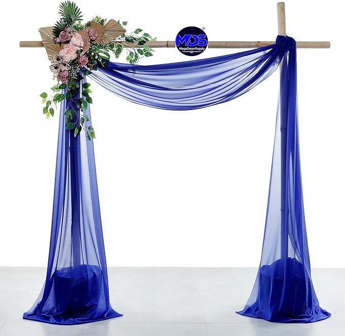 MDS Halloween Chiffon Draping Fabric - 1 Panel, 30" Wide x 30ft Long - Sheer Spooky Arbor & Canopy Drapery for Haunted House Backdrops, Party Ceilings, DIY Costumes & Themed Events - Royal Blue