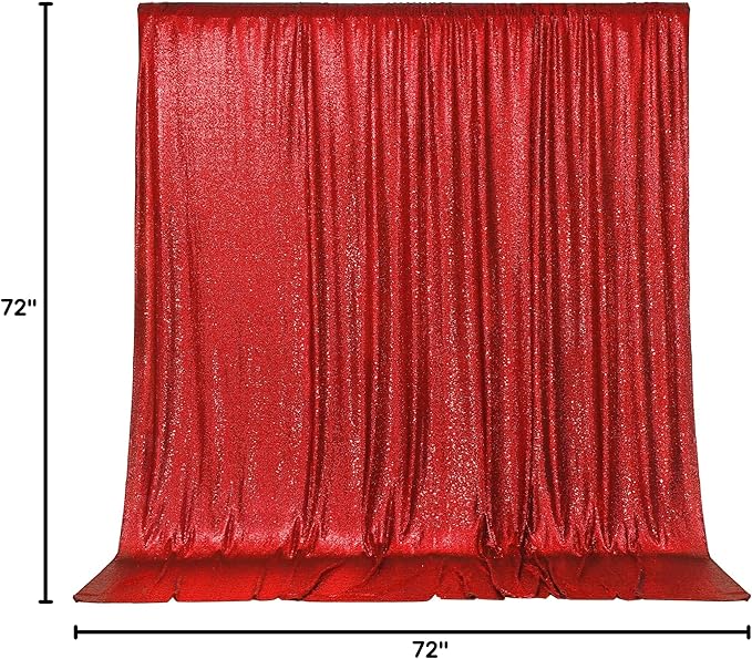 Backdrop Curtain, Dark Red Sequin, 6 x 6 Ft for Weddings