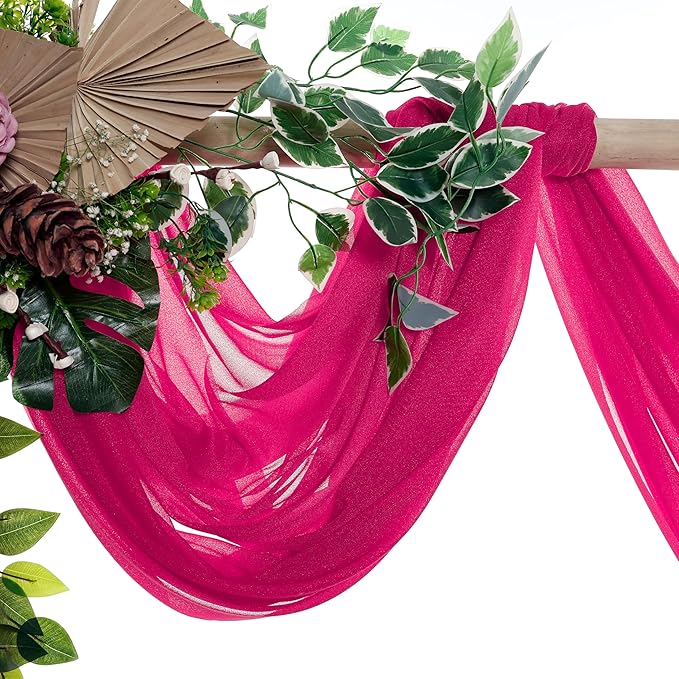 Backdrop Drapery Fabric Panel, Hot Pink Sheer Chiffon, 30 in x 40 ft
