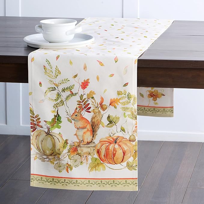Maison d' Hermine Table Runner 100% Cotton Double Layer Table Runners 72 inches Long for Thanksgiving Christmas Decorations Home Kitchen Dining Party Wedding (Pumpkin Passion, 14.5" x 72")