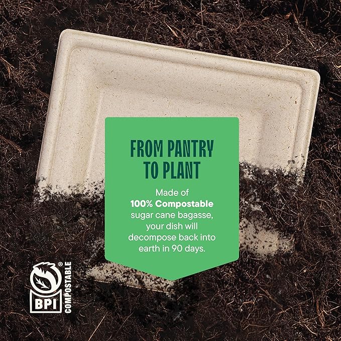100% Compostable Square Paper Plates [50-Pack] - {PFAS-Free} - {BPI Certified} - [10 Inch] Heavy Duty, Eco-Friendly, Biodegradable Bagasse Dinner Plates - Natural Brown 10" Plate by Stack Man
