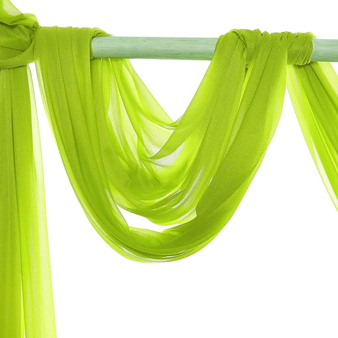 Fabric, Parrot Green Sheer Chiffon, 4 Panels 30 Inch x 20 Feet