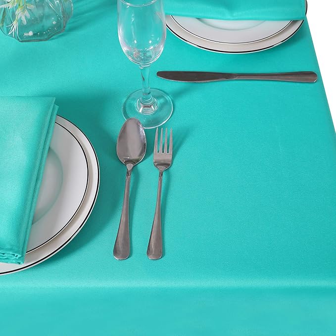 Cupuamon Square Tablecloth 52x52 inch Washable Polyester Fabric Table Cloth for Wedding Party Dining Banquet Decoration（52x52,Turquoise）
