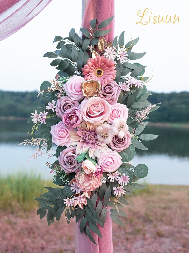 Artificial Silk Flower Swag, Dust Pink Wedding Arch Decor, 40 Inch