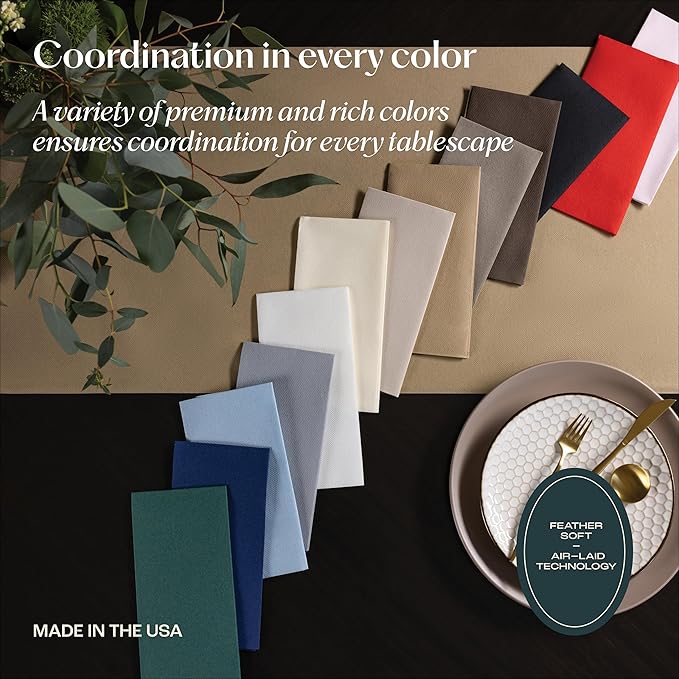 50-Pack Disposable Linen-Feel Black Napkins, 12" x 17" Cloth-Like Paper Dinner Napkins For Wedding, Bathroom, Party Or Event,