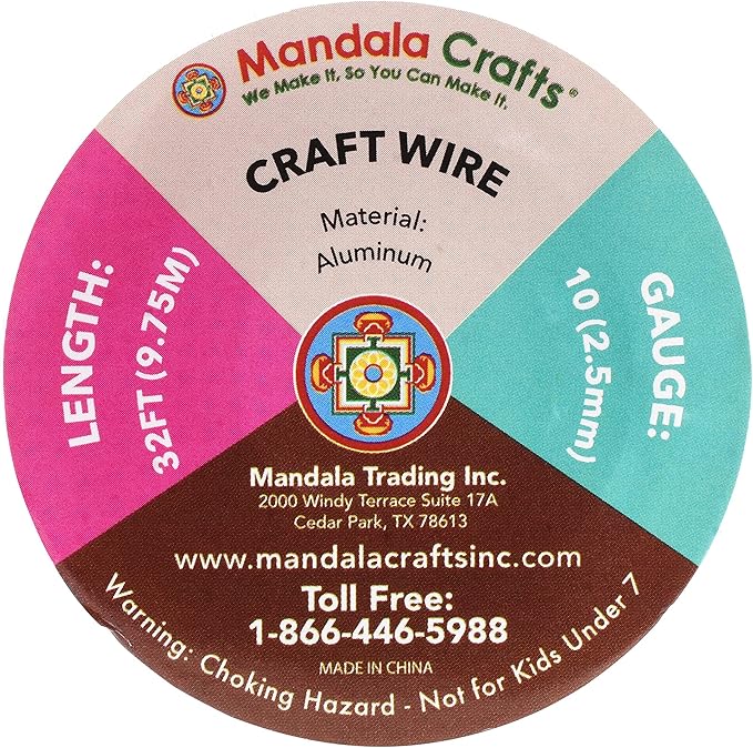 Mandala Crafts 10 Gauge Anodized Aluminum Craft Wire for Jewelry Making - 32 FT Colored Flexible Light Gold Wire - Bendable for Bonsai Armature Crafting Sculpting