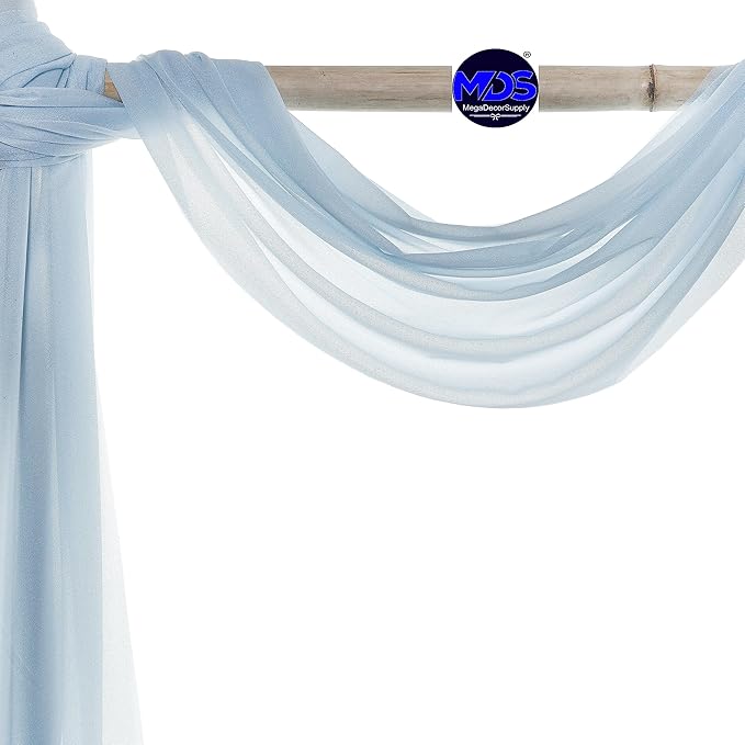 MDS Halloween Chiffon Draping Fabric - 1 Panel, 30" Wide x 20ft Long - Sheer Spooky Arbor & Canopy Drapery for Haunted House Backdrops, Party Ceilings, DIY Costumes & Themed Events - Baby Blue