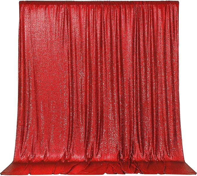 Backdrop Curtain, Dark Red Sequin, 6 x 6 Ft for Weddings
