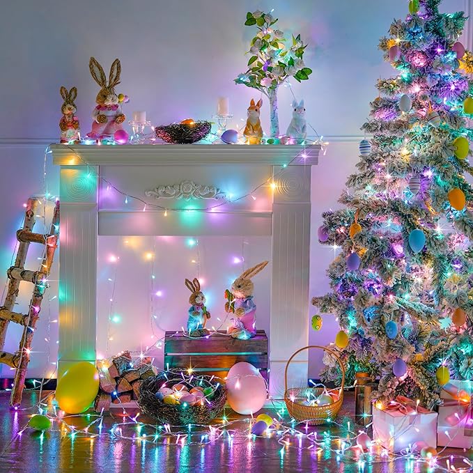 String Lights 168ft 600 LED Multicolor Easter Remote Waterproof Reel