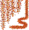 Fall Mums Flowers Artificial Garland for Decoration, 4 Pack 5.9 FT Faux Mums with Eucalyptus Leaves Ivy, UV Resistant Fake Fall Daisy Floral Vine Flowers for Home Garden Wedding Backdrop Decor
