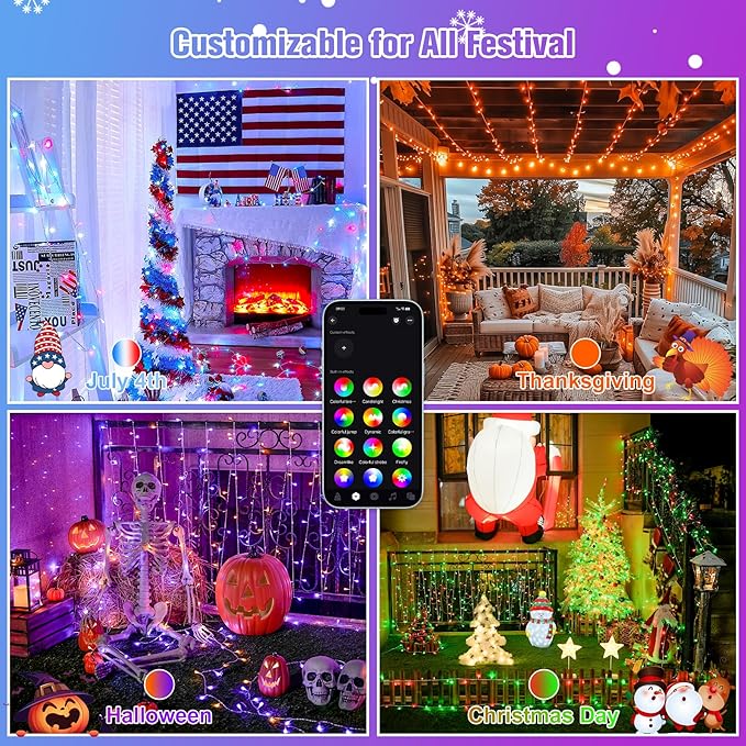 String Lights 264 ft RGB LED with Music Mode, Remote & Timer