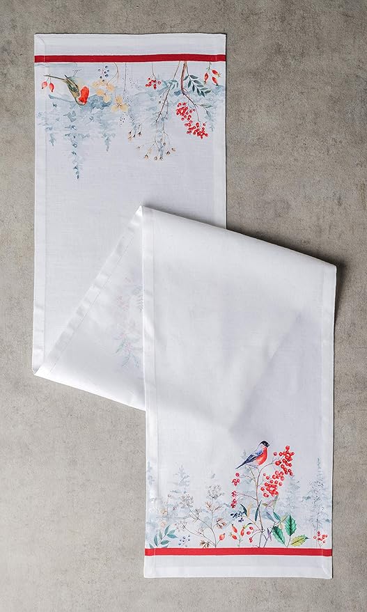 Maison d' Hermine Table Runner 100% Cotton Single Layer Table Runners 48 inches Long Decorative for Home Kitchen Dining Party Baby Shower Wedding Bridal Shower (Morzine, 14.50" x 48")