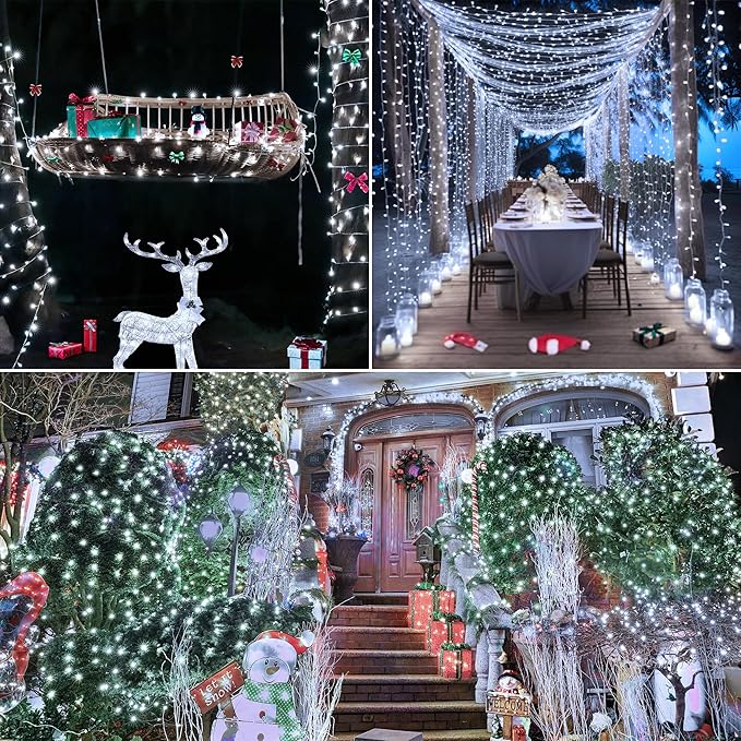 String Lights 196 ft with 600 LEDs, 8 Modes and Remote Timer