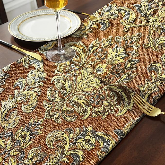 Table Runners 108 inches for Dining Room Dresser Christmas Thanksgiving Party Decorations (Caramel)