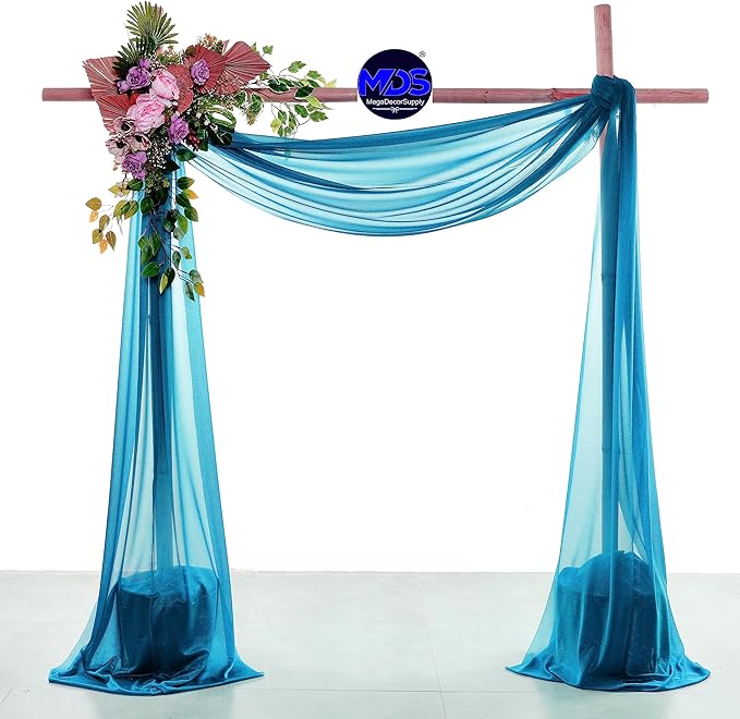 MDS Halloween Chiffon Draping Fabric - 1 Panel, 30" Wide x 100ft Long - Sheer Spooky Arbor & Canopy Drapery for Haunted House Backdrops, Party Ceilings, DIY Costumes & Themed Events - Dark Teal